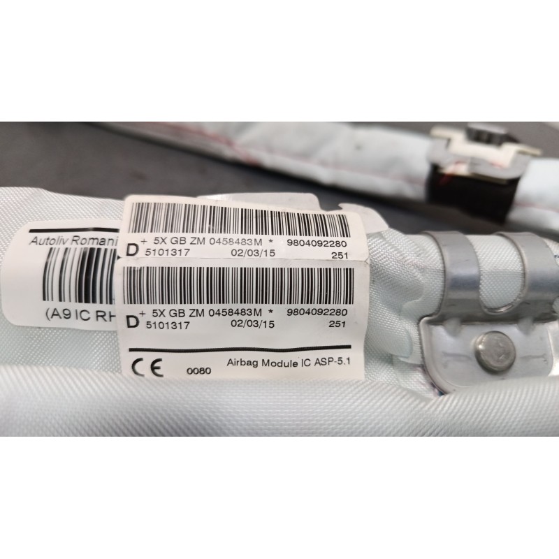 Recambio de airbag lateral delantero derecho para peugeot 2008 i (cu_) 1.2 thp 110 / puretech 110 referencia OEM IAM 9804092280  Recambio de airbag lateral delantero derecho para peugeot 2008 i (cu_) 1.2 thp 110 / puretech 110 referencia OEM IAM 9804092280