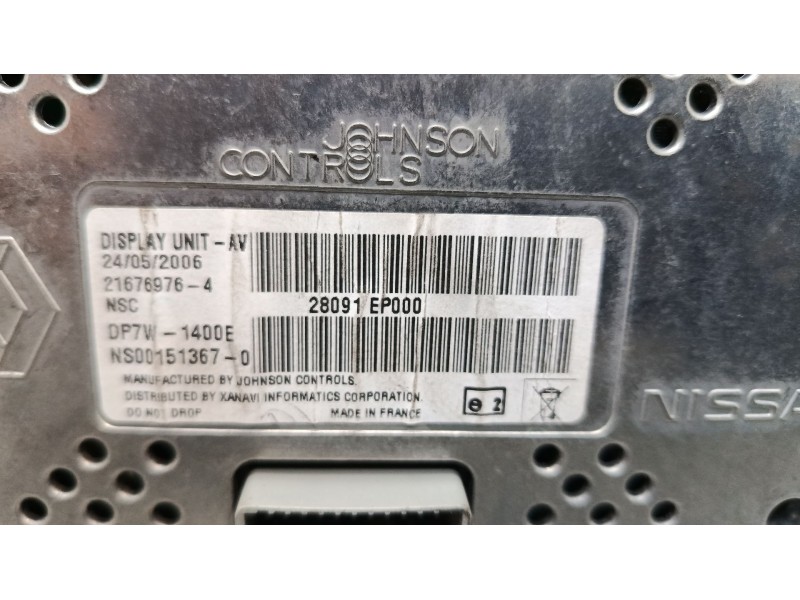 Recambio de pantalla multifuncion para nissan pathfinder iii (r51) 2.5 dci referencia OEM IAM 28091EP000  