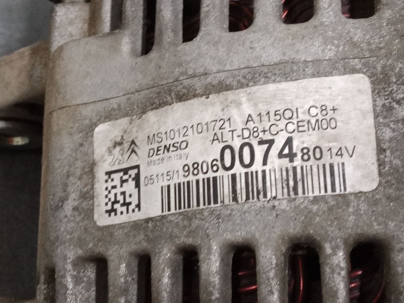 Recambio de alternador para peugeot 208 i (ca_, cc_) 1.2 vti 82 referencia OEM IAM 9806007480  
