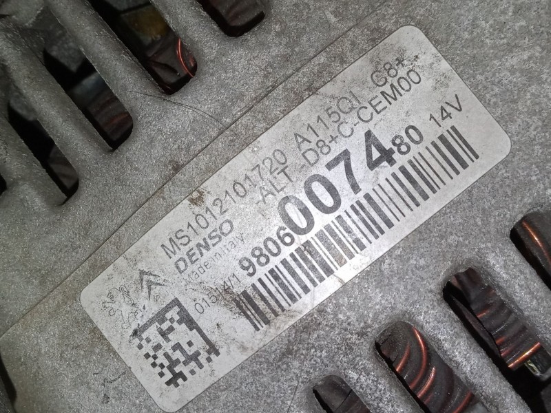 Recambio de alternador para peugeot 208 i (ca_, cc_) 1.2 vti 82 referencia OEM IAM 9806007480  