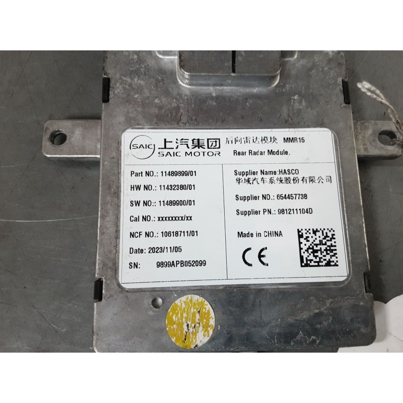 Recambio de modulo radar control distancia para mg zs suv (azs1) 1.0 t-gdi referencia OEM IAM 11489899  