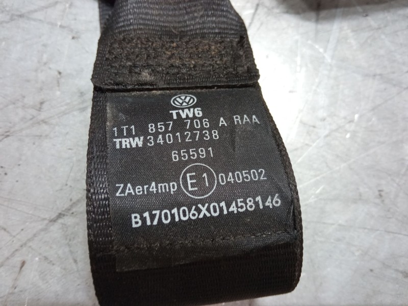 Recambio de cinturon seguridad delantero derecho para volkswagen touran (1t1, 1t2) 1.6 fsi referencia OEM IAM 1T1857706A  
