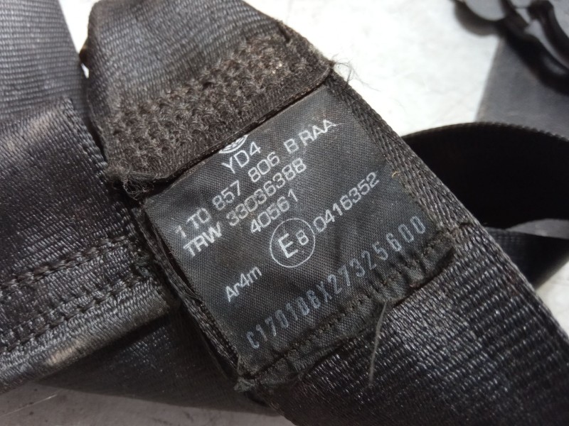 Recambio de cinturon seguridad trasero derecho para volkswagen touran (1t1, 1t2) 1.6 fsi referencia OEM IAM 1T0857806B  