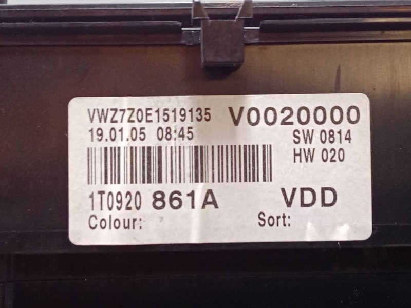 Recambio de cuadro instrumentos para volkswagen touran (1t1, 1t2) 1.9 tdi referencia OEM IAM 1T0920861A  