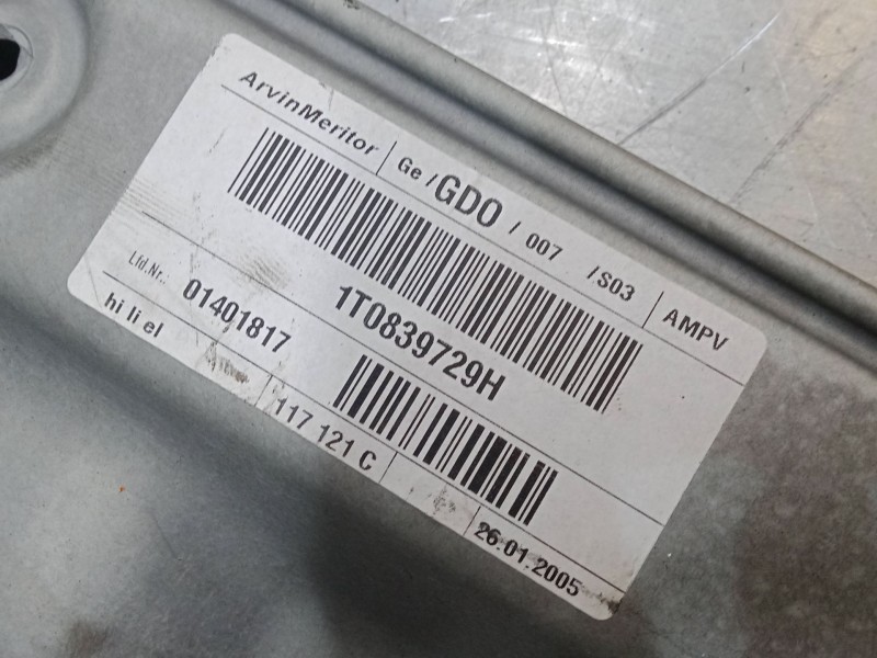 Recambio de elevalunas electrico trasero izquierdo para volkswagen touran (1t1, 1t2) 1.9 tdi referencia OEM IAM 1T0839729H  