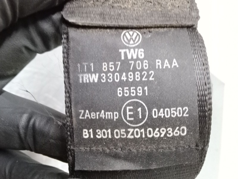 Recambio de cinturon seguridad delantero derecho para volkswagen touran (1t1, 1t2) 1.9 tdi referencia OEM IAM 1T1857706RAA  