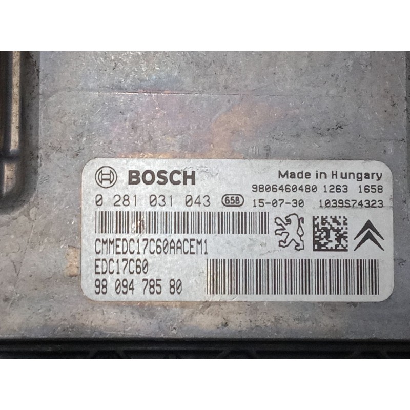 Recambio de centralita motor uce para peugeot 208 i (ca_, cc_) 1.6 hdi / bluehdi 75 referencia OEM IAM 9809478580 0281031043 EDC