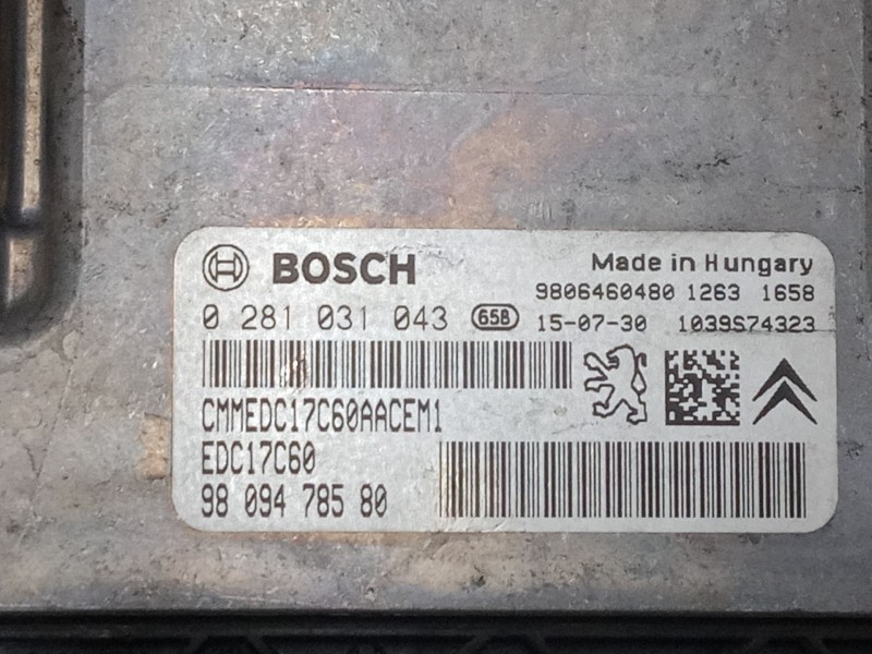 Recambio de centralita motor uce para peugeot 208 i (ca_, cc_) 1.6 hdi / bluehdi 75 referencia OEM IAM 9809478580 0281031043 EDC