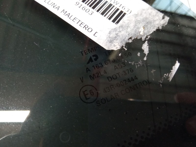 Recambio de luna maletero derecha para mercedes-benz clase m (w163) ml 430 (163.172) referencia OEM IAM   