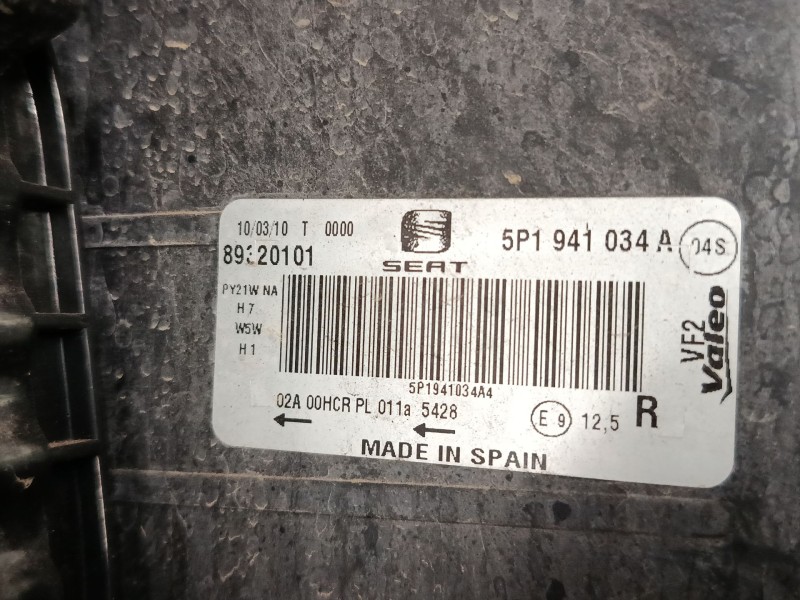 Recambio de faro derecho para seat altea (5p1) 1.4 tsi referencia OEM IAM 5P1941034A  