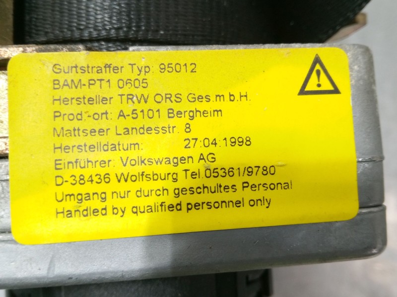 Recambio de cinturon seguridad trasero izquierdo para volkswagen passat b3/b4 (3a2, 35i) 1.9 tdi referencia OEM IAM   
