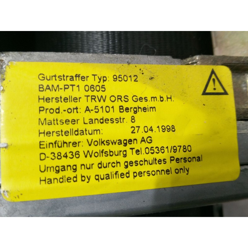 Recambio de cinturon seguridad trasero derecho para volkswagen passat b3/b4 (3a2, 35i) 1.9 tdi referencia OEM IAM   