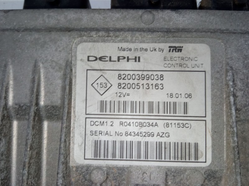 Recambio de centralita motor uce para renault clio iii (br0/1, cr0/1) 1.5 dci (c/br0g, c/br1g) referencia OEM IAM 8200399038 820