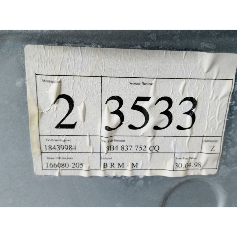 Recambio de elevalunas electrico delantero derecho para volkswagen passat b3/b4 (3a2, 35i) 1.9 tdi referencia OEM IAM 3B4837752C