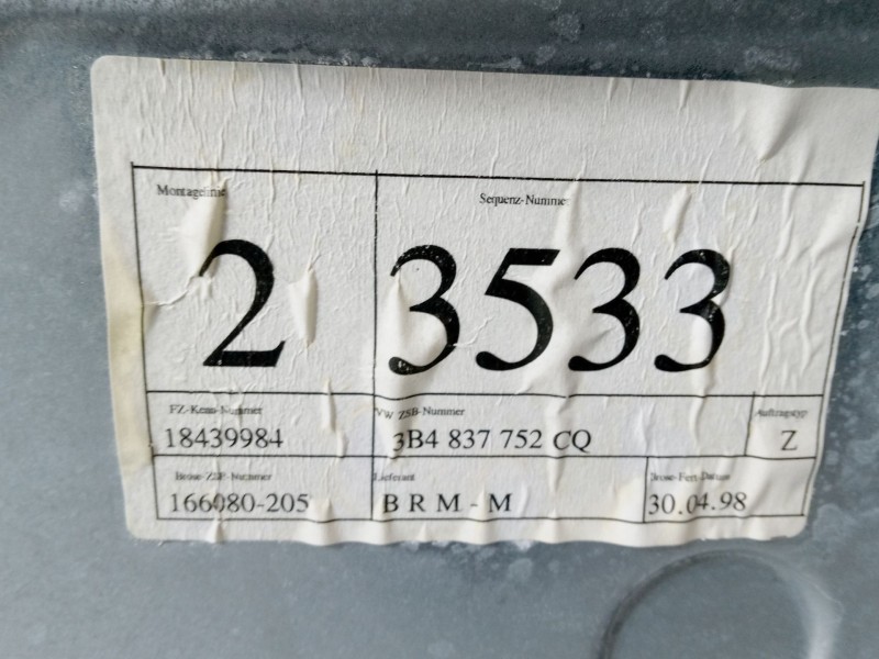 Recambio de elevalunas electrico delantero derecho para volkswagen passat b3/b4 (3a2, 35i) 1.9 tdi referencia OEM IAM 3B4837752C