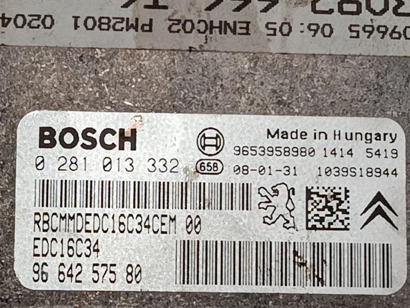 Recambio de centralita motor uce para peugeot 307 break (3e) 1.6 hdi 110 referencia OEM IAM 9664257580  