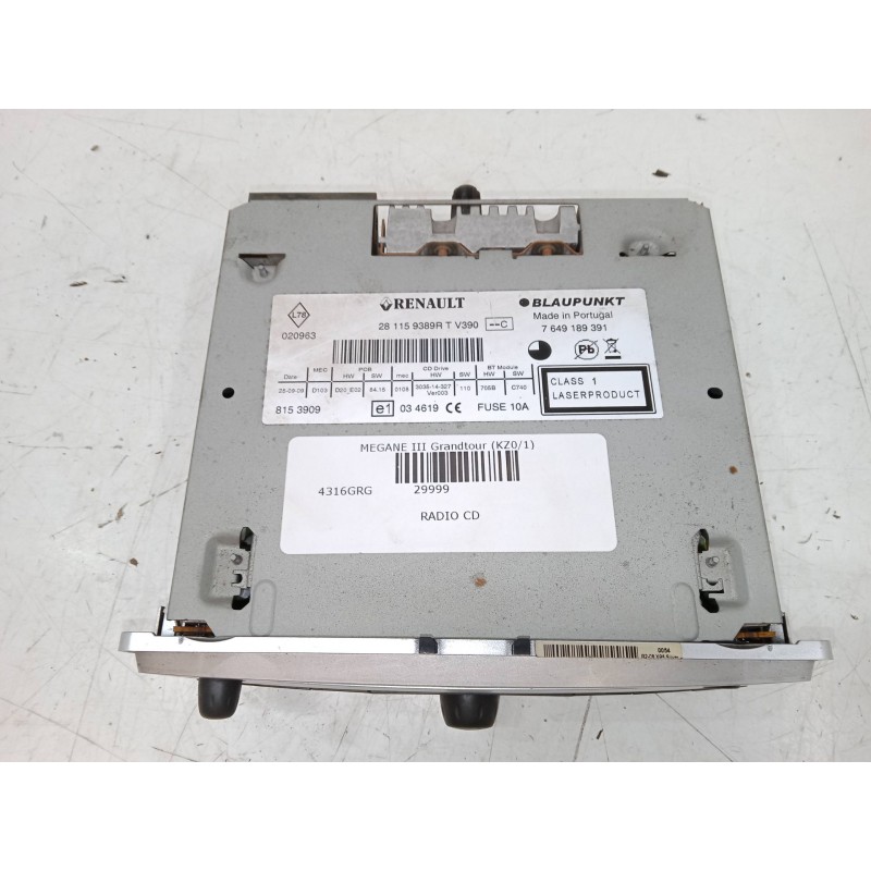 Recambio de radio cd para renault megane iii grandtour (kz0/1) 1.5 dci (kz1m, kz1w, kz0r) referencia OEM IAM 281159389RT  764918