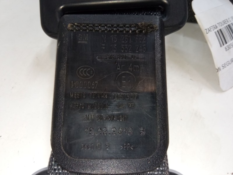 Recambio de cinturon seguridad trasero central para opel zafira tourer c (p12) 1.6 cdti (75) referencia OEM IAM   