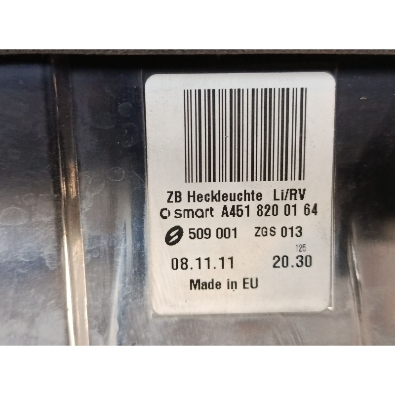 Recambio de piloto trasero izquierdo para smart fortwo coupé (451) 1.0 (451.330, 451.334) referencia OEM IAM A4518200164  