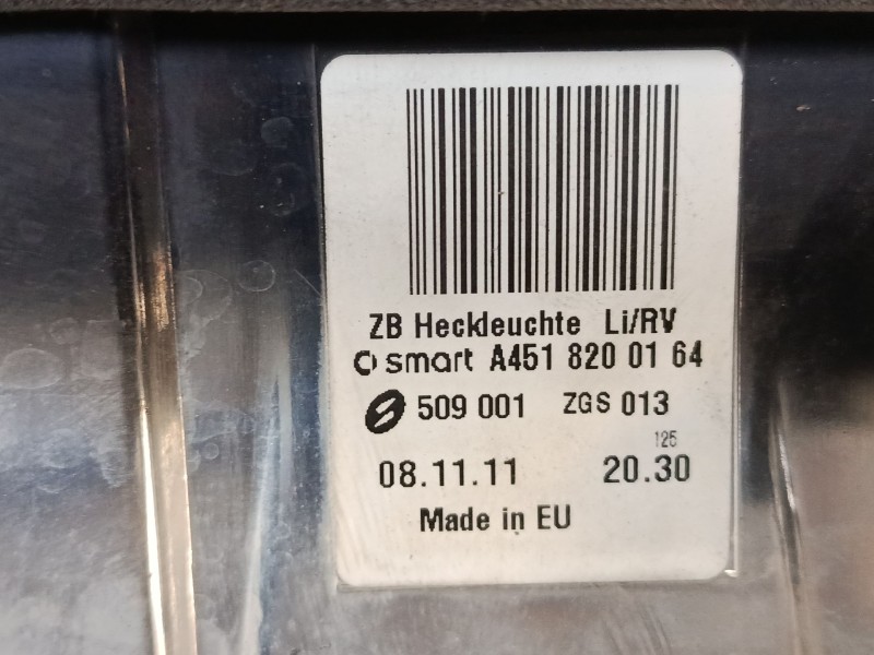 Recambio de piloto trasero izquierdo para smart fortwo coupé (451) 1.0 (451.330, 451.334) referencia OEM IAM A4518200164  
