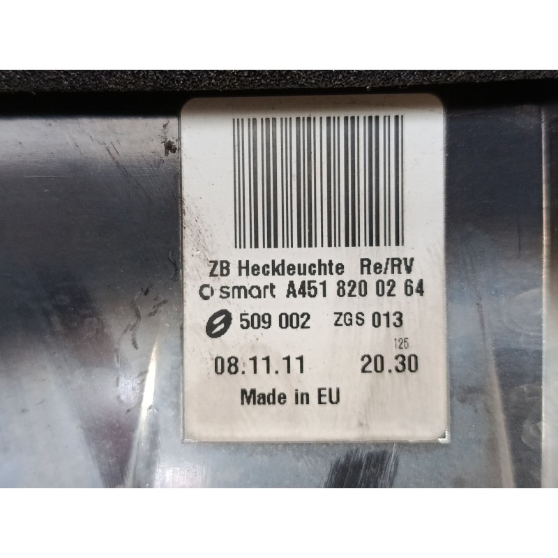 Recambio de piloto trasero derecho para smart fortwo coupé (451) 1.0 (451.330, 451.334) referencia OEM IAM A4518200264 509002 