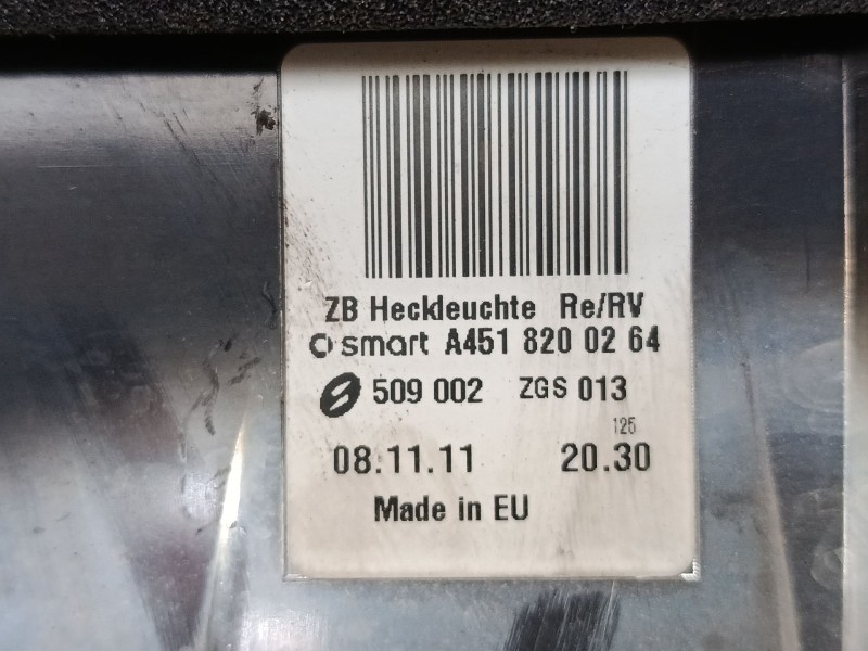 Recambio de piloto trasero derecho para smart fortwo coupé (451) 1.0 (451.330, 451.334) referencia OEM IAM A4518200264 509002 
