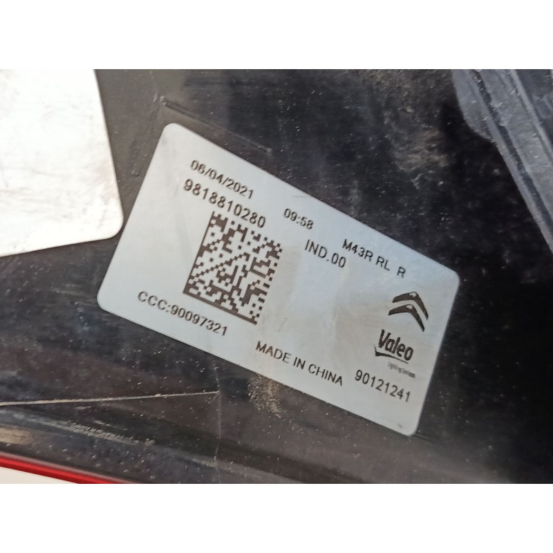 Recambio de piloto trasero derecho para citroën c-elysee (dd_) 1.2 vti 82 referencia OEM IAM 9818810280  