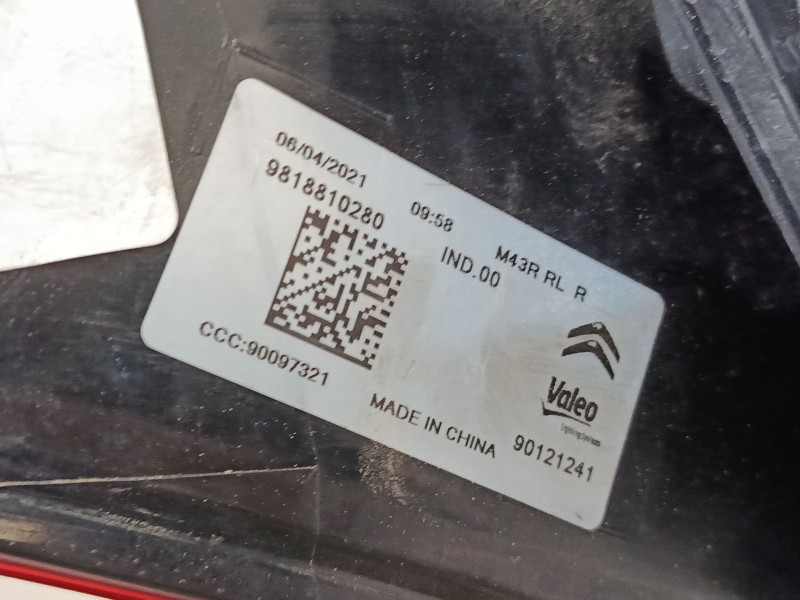 Recambio de piloto trasero derecho para citroën c-elysee (dd_) 1.2 vti 82 referencia OEM IAM 9818810280  