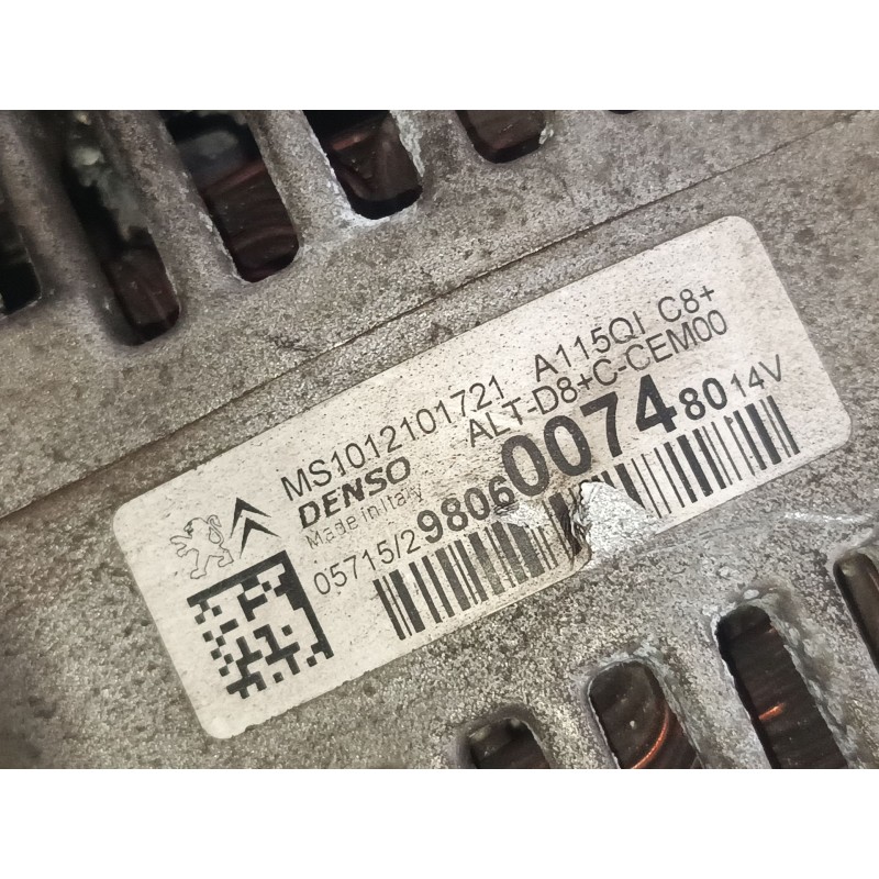 Recambio de alternador para peugeot 2008 i (cu_) 1.2 thp 110 / puretech 110 referencia OEM IAM 9806007480 1012101721 
