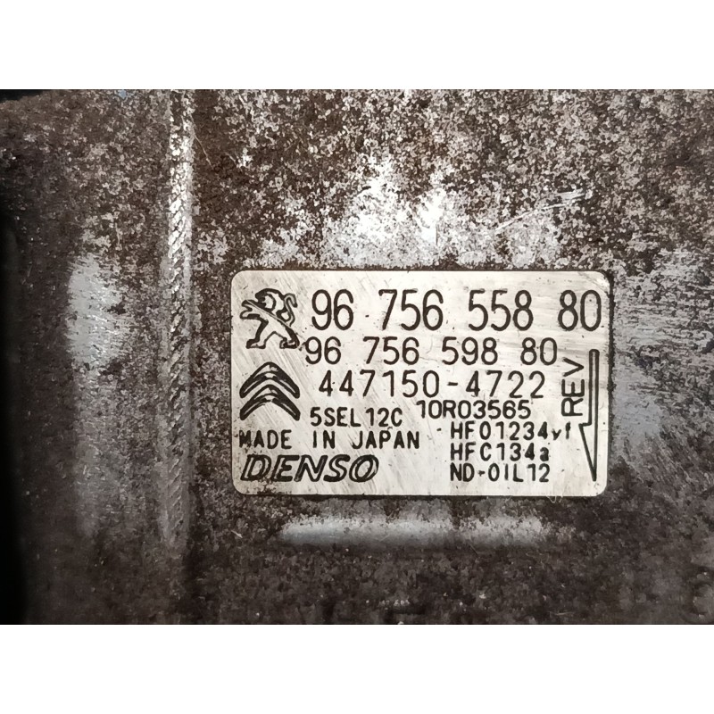 Recambio de compresor a/a para peugeot 2008 i (cu_) 1.2 thp 110 / puretech 110 referencia OEM IAM 9675655880 9675659880 447150-4