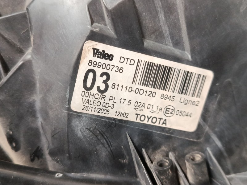 Recambio de faro derecho para toyota yaris (_p9_) 1.0 vvt-i (ksp90_) referencia OEM IAM 89900736  