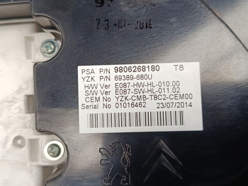 Recambio de cuadro instrumentos para peugeot 3008 i monospace (0u_) 1.6 bluehdi 120 referencia OEM IAM 9806268180  