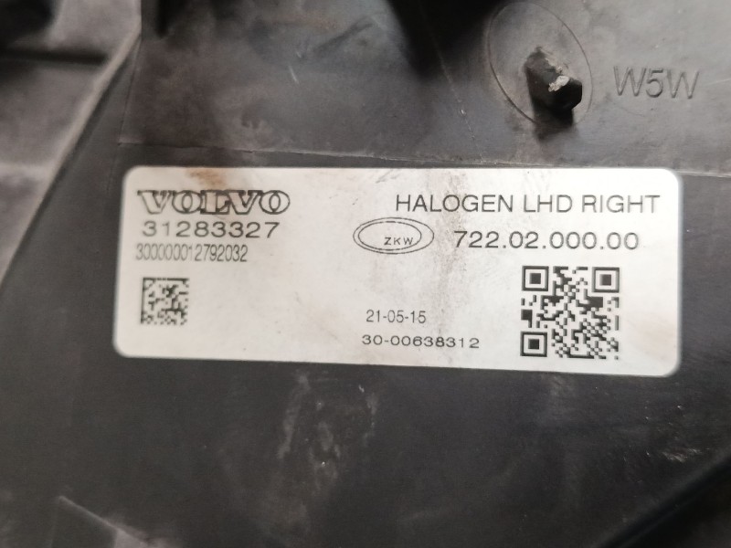 Recambio de faro derecho para volvo v40 hatchback (525) d2 referencia OEM IAM 31283327  