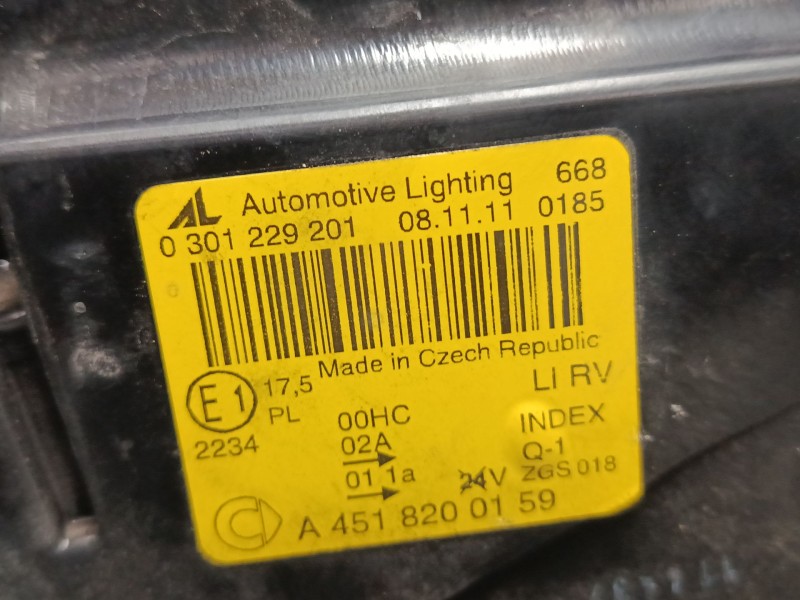 Recambio de faro izquierdo para smart fortwo coupé (451) 1.0 (451.330, 451.334) referencia OEM IAM A4518200159 0301229201 