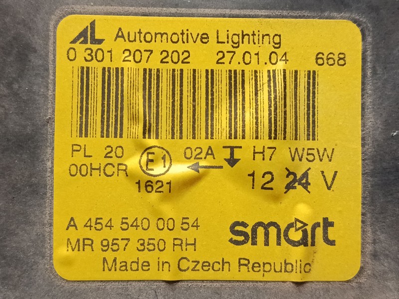 Recambio de faro derecho para smart forfour (454) 1.3 (454.031) referencia OEM IAM A4545400054  