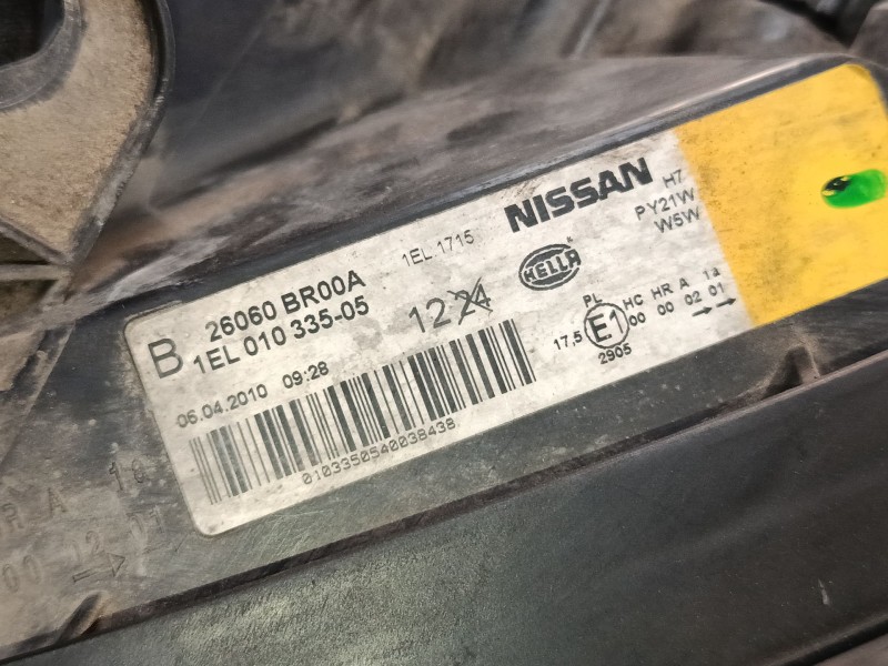 Recambio de faro izquierdo para nissan qashqai i (j10, nj10) 1.6 referencia OEM IAM 26060BR00A  
