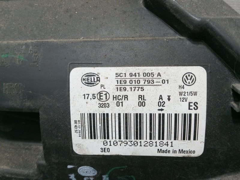 Recambio de faro izquierdo para volkswagen beetle descapotable (5c7, 5c8) 1.2 tsi referencia OEM IAM 5C1941005A 1E901079301 