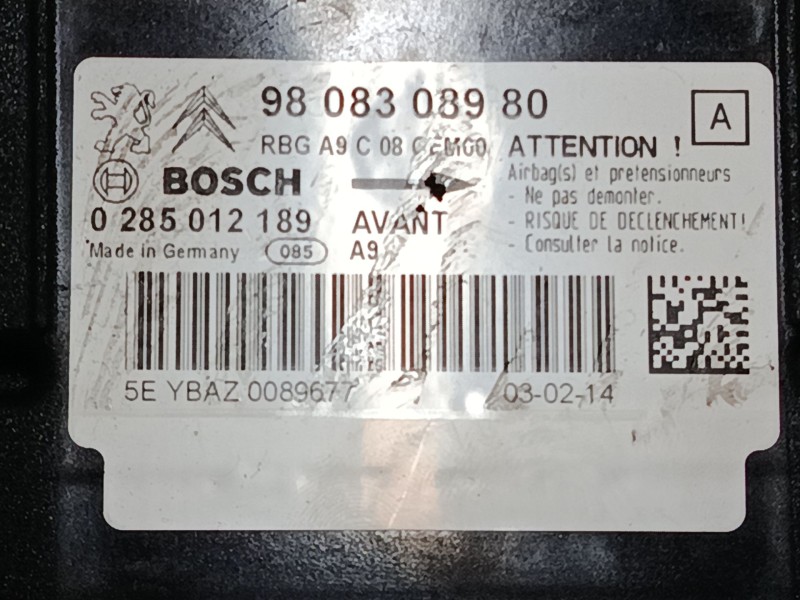 Recambio de centralita airbag para peugeot 208 i (ca_, cc_) 1.4 hdi referencia OEM IAM 9808308980 0285012189 