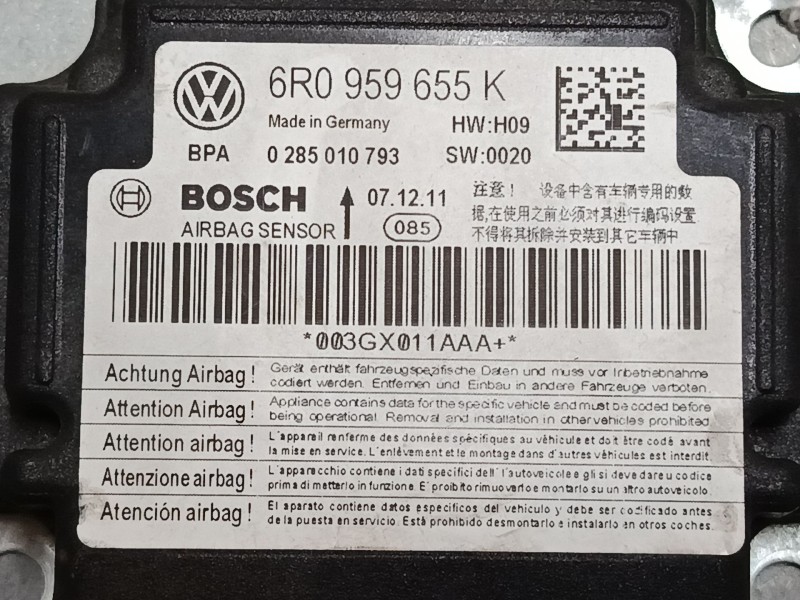 Recambio de centralita airbag para seat ibiza iv (6j5, 6p1) 1.6 tdi referencia OEM IAM 6R0959655K 0285010793 