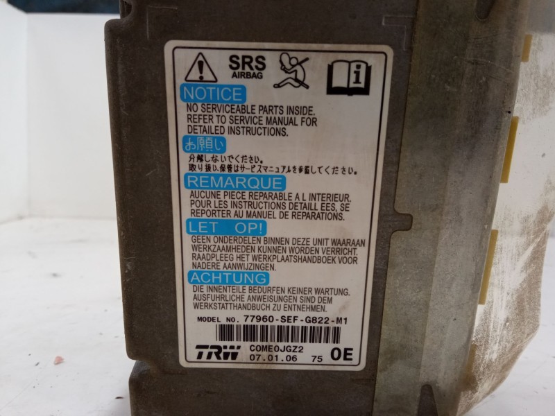 Recambio de centralita airbag para honda accord vii (cl, cn) 2.2 i-ctdi (cn1) referencia OEM IAM 77960SEFG822M1  
