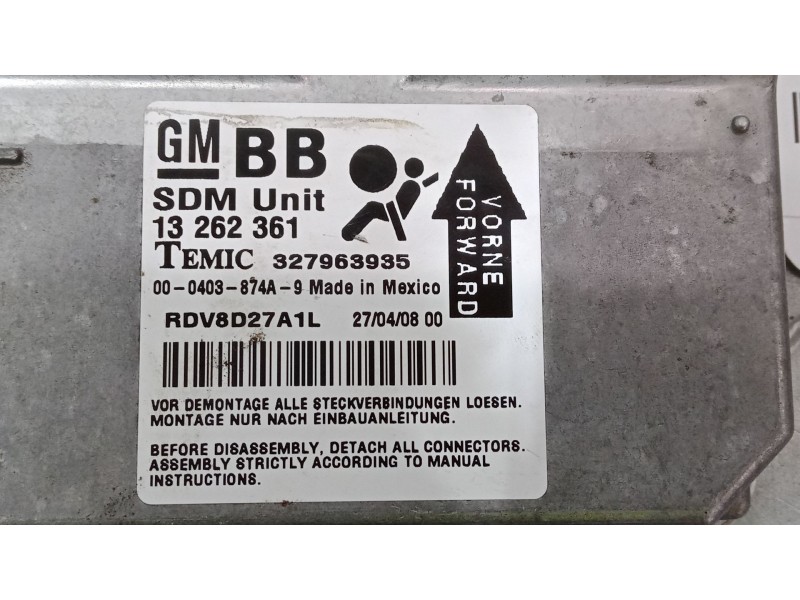 Recambio de centralita airbag para opel corsa d (s07) 1.3 cdti (l08, l68) referencia OEM IAM 13262361 327963935 RDV8D27A1L
