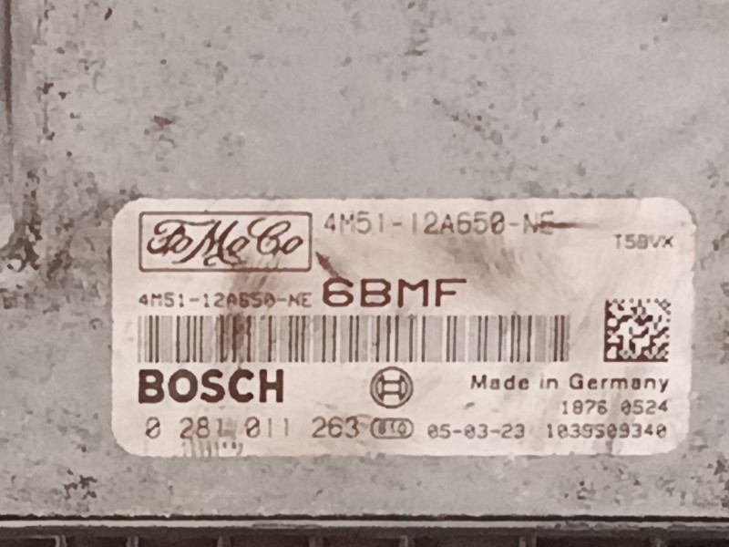 Recambio de centralita motor uce para ford focus c-max (dm2) 1.6 tdci referencia OEM IAM 0281011263 4M5112A650 