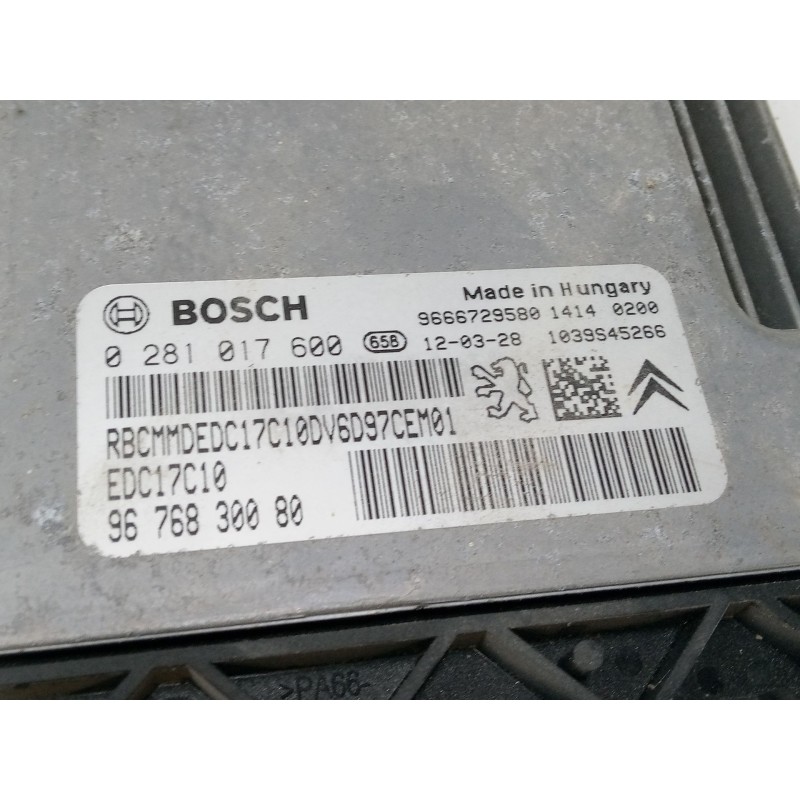 Recambio de centralita motor uce para peugeot partner tepee 1.6 hdi 90 referencia OEM IAM 9676830080 0281017600 