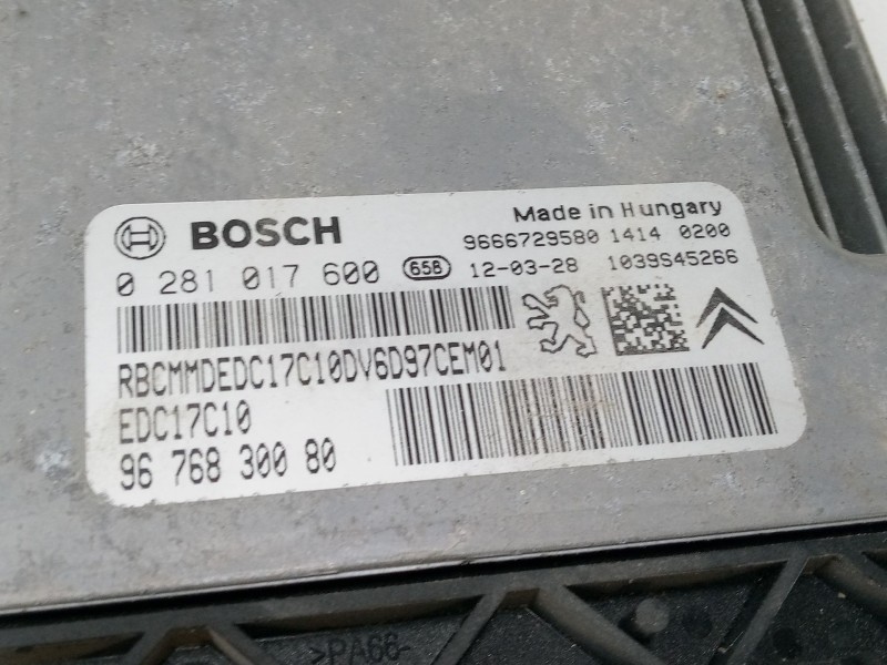 Recambio de centralita motor uce para peugeot partner tepee 1.6 hdi 90 referencia OEM IAM 9676830080 0281017600 