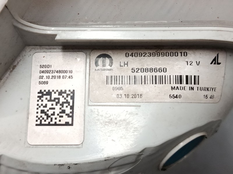 Recambio de faro antiniebla izquierdo para jeep renegade suv (bu, b1, bv) 1.0 t-gdi referencia OEM IAM 52088660  