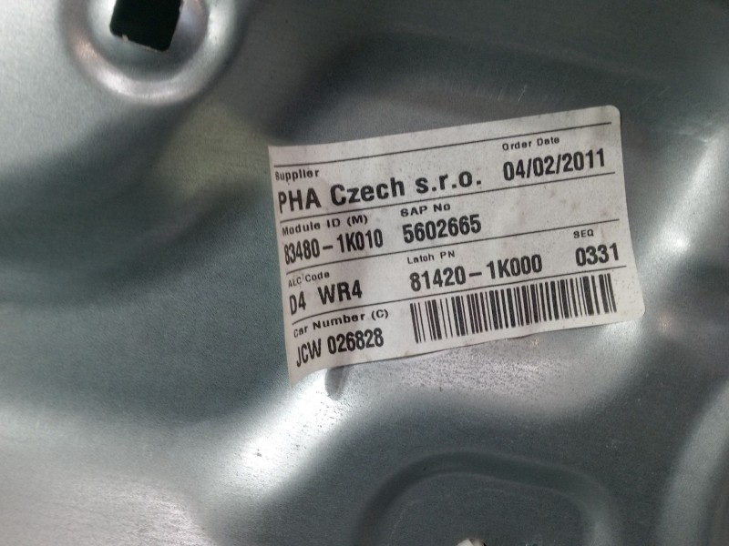 Recambio de elevalunas electrico trasero derecho para hyundai ix20 (jc) 1.4 crdi referencia OEM IAM 834801K010 834601P000 