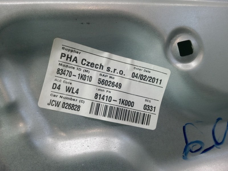 Recambio de elevalunas electrico trasero izquierdo para hyundai ix20 (jc) 1.4 crdi referencia OEM IAM 834701K010 834501P000 