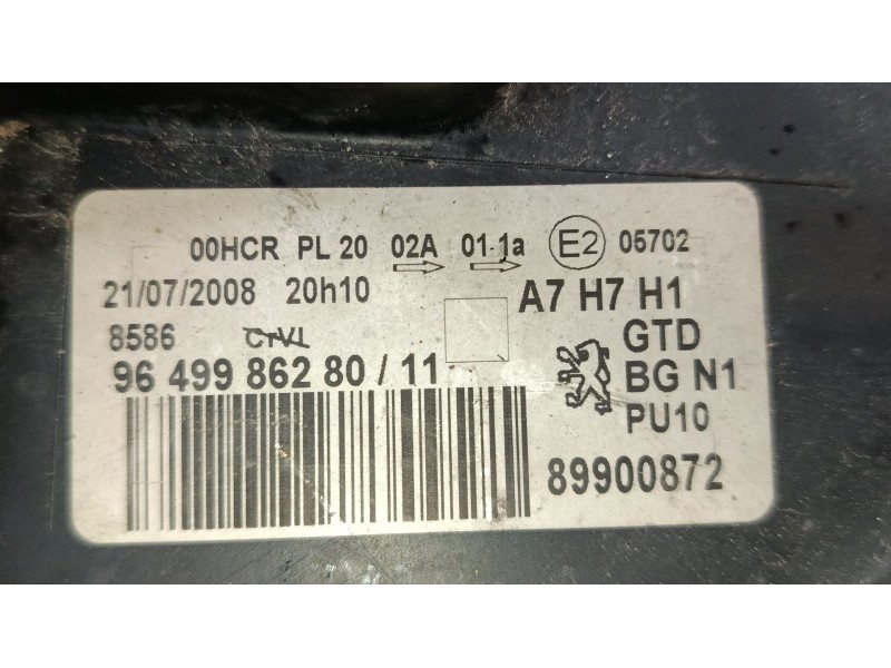 Recambio de faro izquierdo para peugeot 207/207+ (wa_, wc_) 1.4 16v referencia OEM IAM 9649986280  