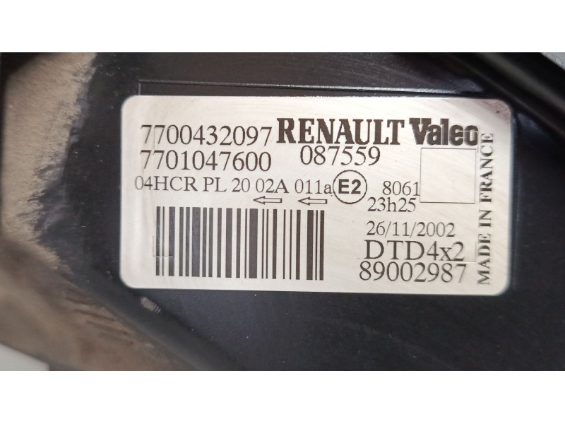 Recambio de faro derecho para renault scénic i monospace (ja0/1_, fa0_) 1.4 16v (ja0d, ja1h, ja0w, ja10) referencia OEM IAM 7700