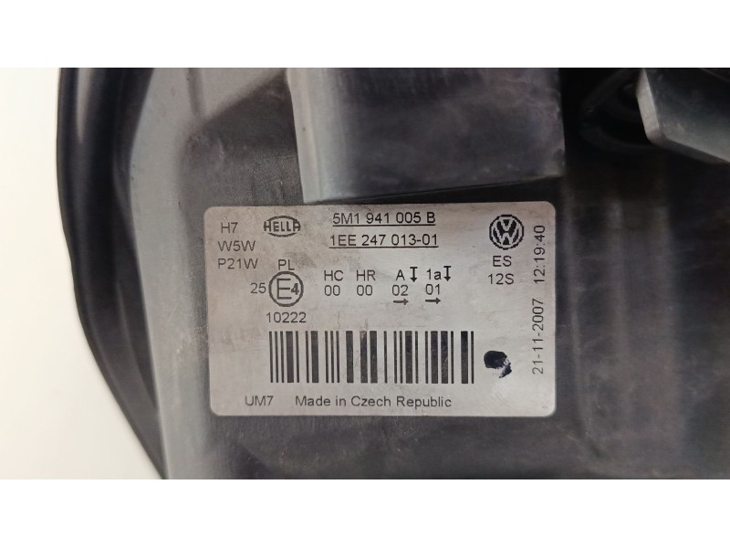 Recambio de faro izquierdo para volkswagen golf plus v (5m1, 521) 1.9 tdi referencia OEM IAM 5M1941005B  